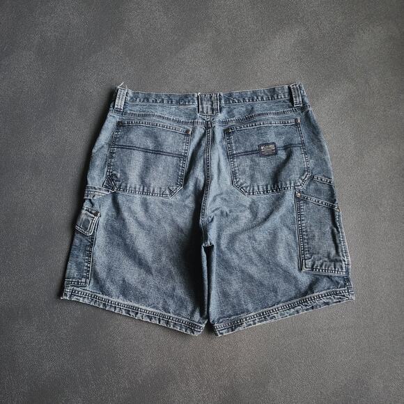 Vintage Columbia Blue Denim Carpenter Dungaree Shorts 38 - Picture 1 of 9